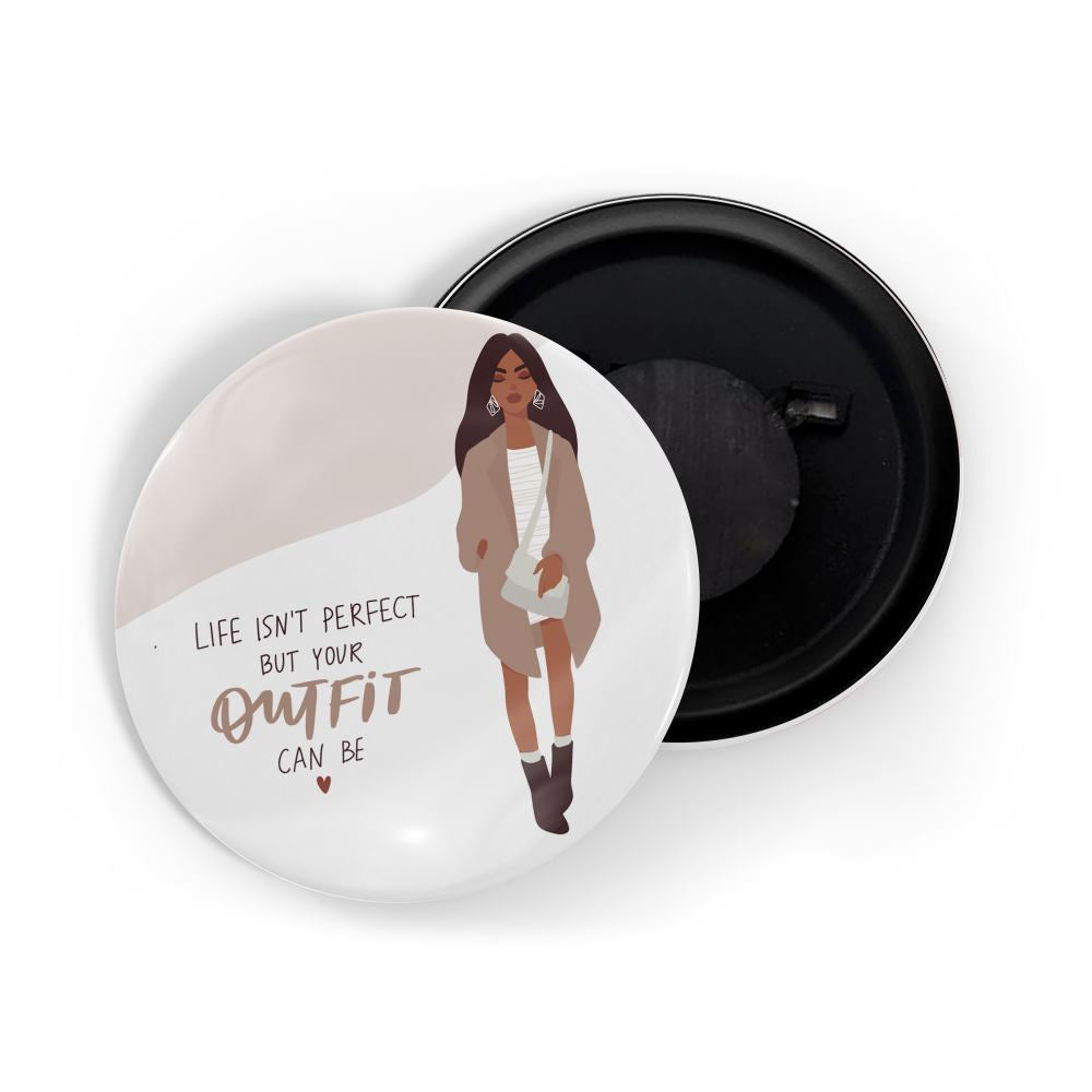 dhcrafts Fridge Magnet White Girl Power Life Isn't Perfect But Your Outfit Can Be D3 Glossy Finish Design Pack of 1